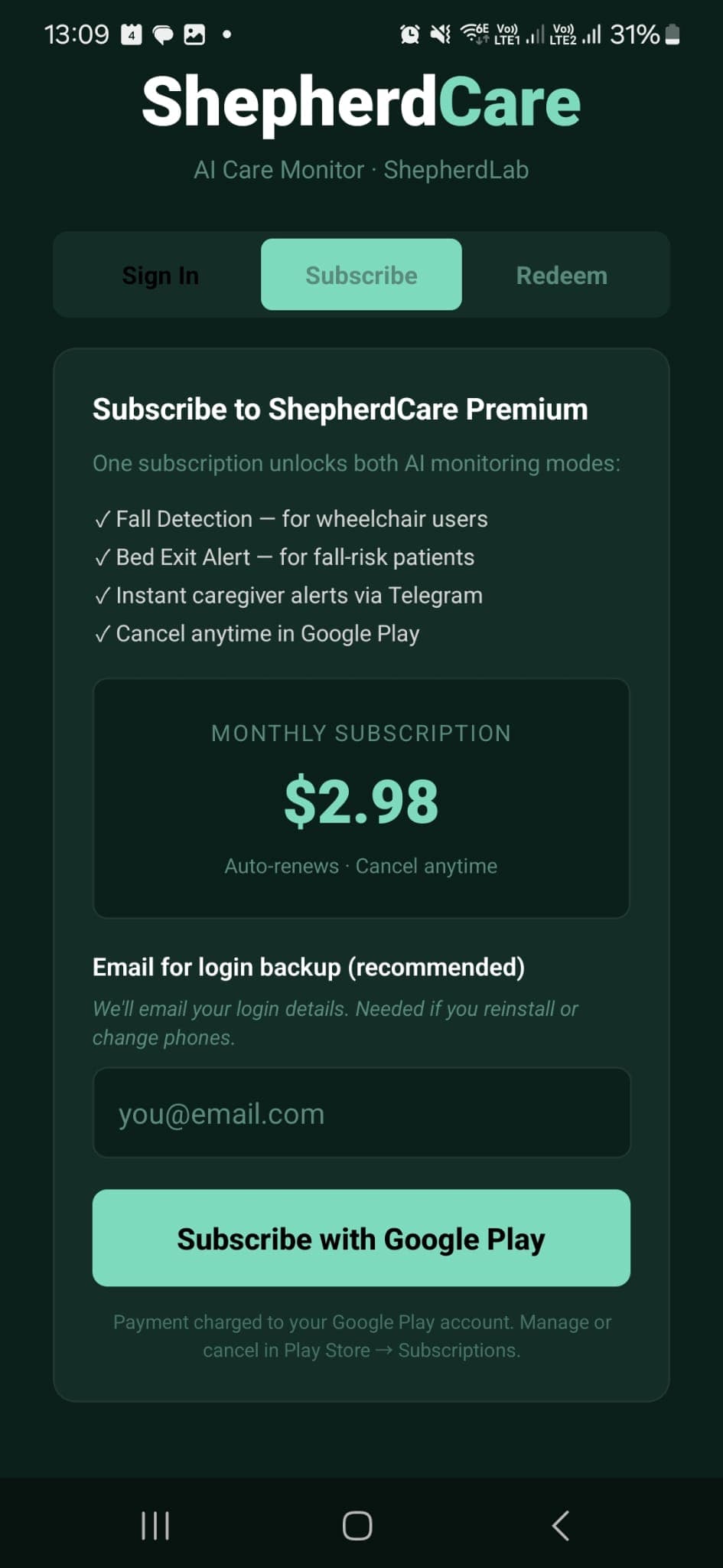 Subscribe with Google Play in one tap