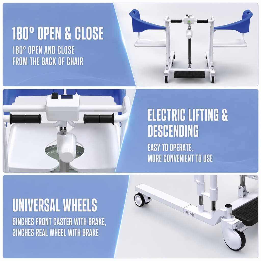 Multipurpose Electric Patient Transfer Lift Chair Shower Chair Push Chair image 4