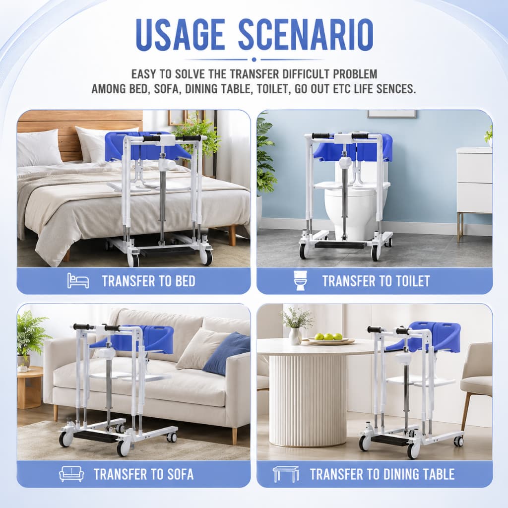Multipurpose Electric Patient Transfer Lift Chair Shower Chair Push Chair image 5