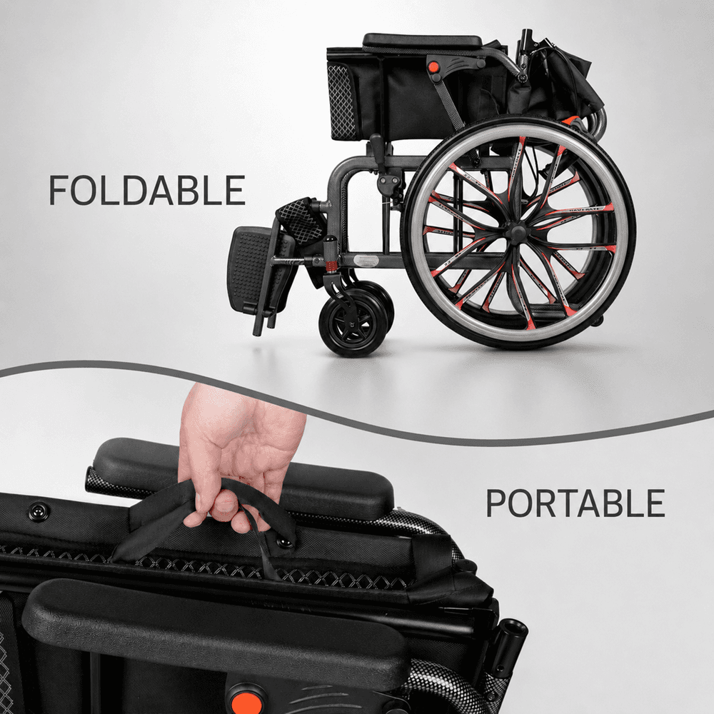 Compact-Folding Aluminum Manual Wheelchair With 20 Inch Sporty Self Propel Rear Wheel image 3