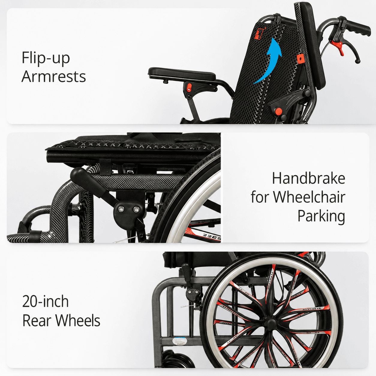 Compact-Folding Aluminum Manual Wheelchair With 20 Inch Sporty Self Propel Rear Wheel image 4