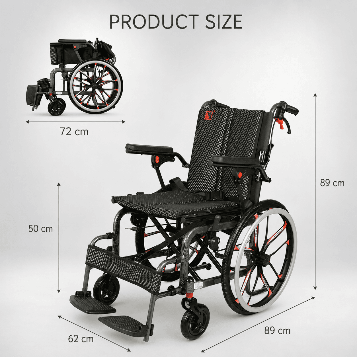 Compact-Folding Aluminum Manual Wheelchair With 20 Inch Sporty Self Propel Rear Wheel image 6