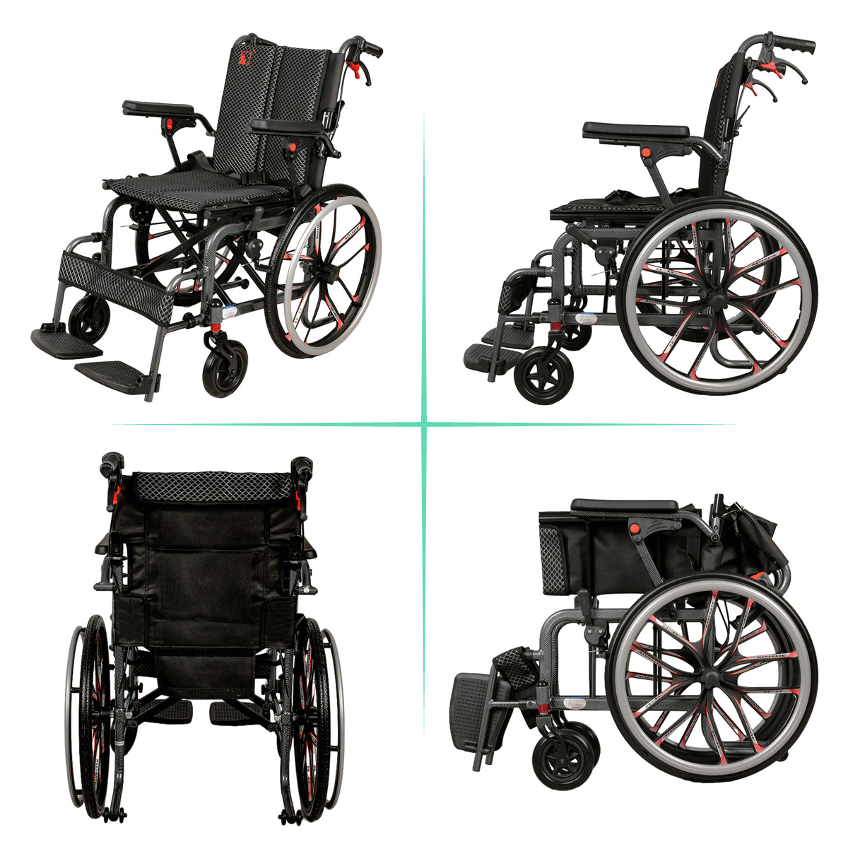 Compact-Folding Aluminum Manual Wheelchair With 20 Inch Sporty Self Propel Rear Wheel image 7