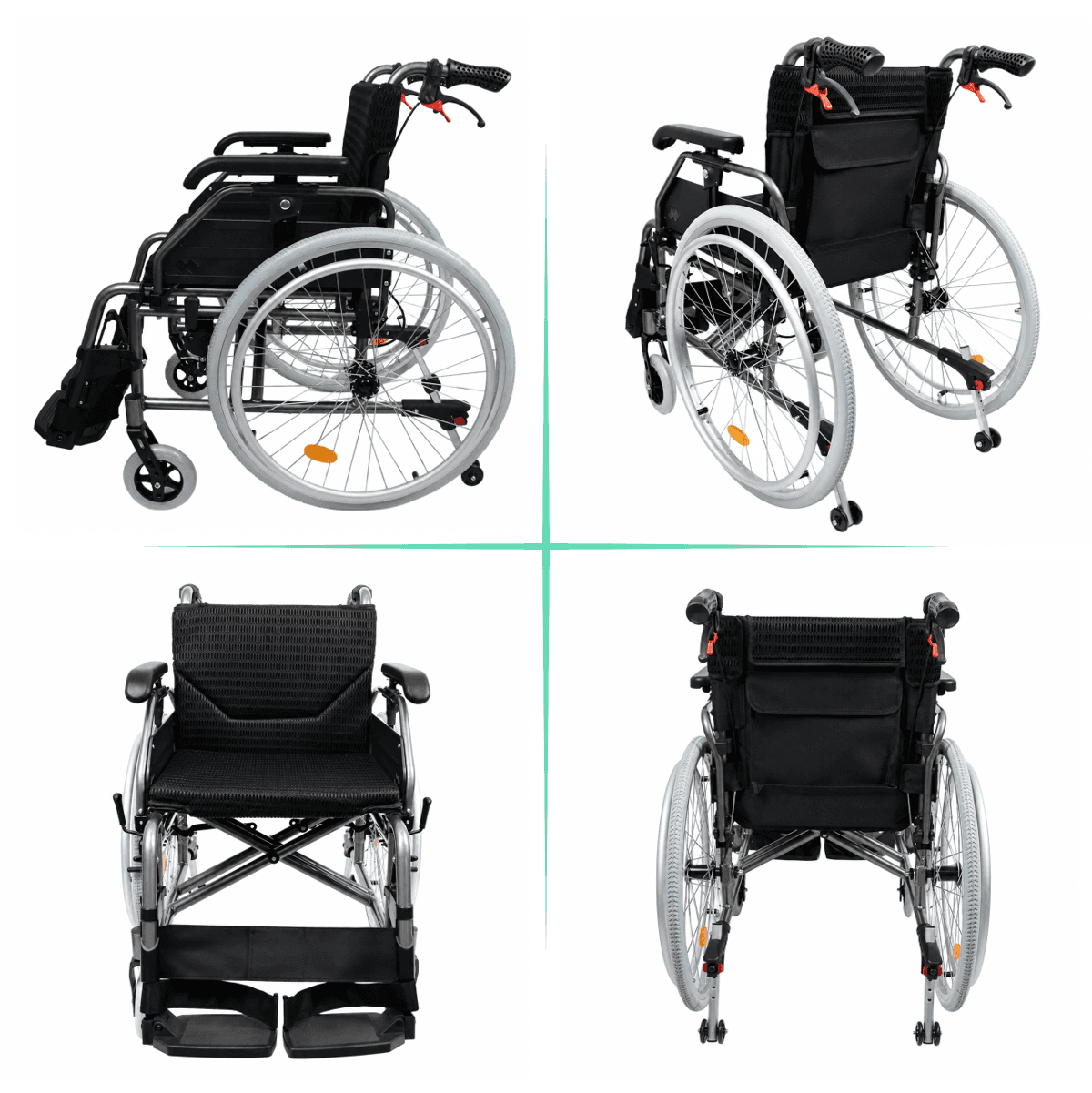 Compact-Folding Aluminum Manual Wheelchair With 24 Inch Self Propel Rear Wheel image 6