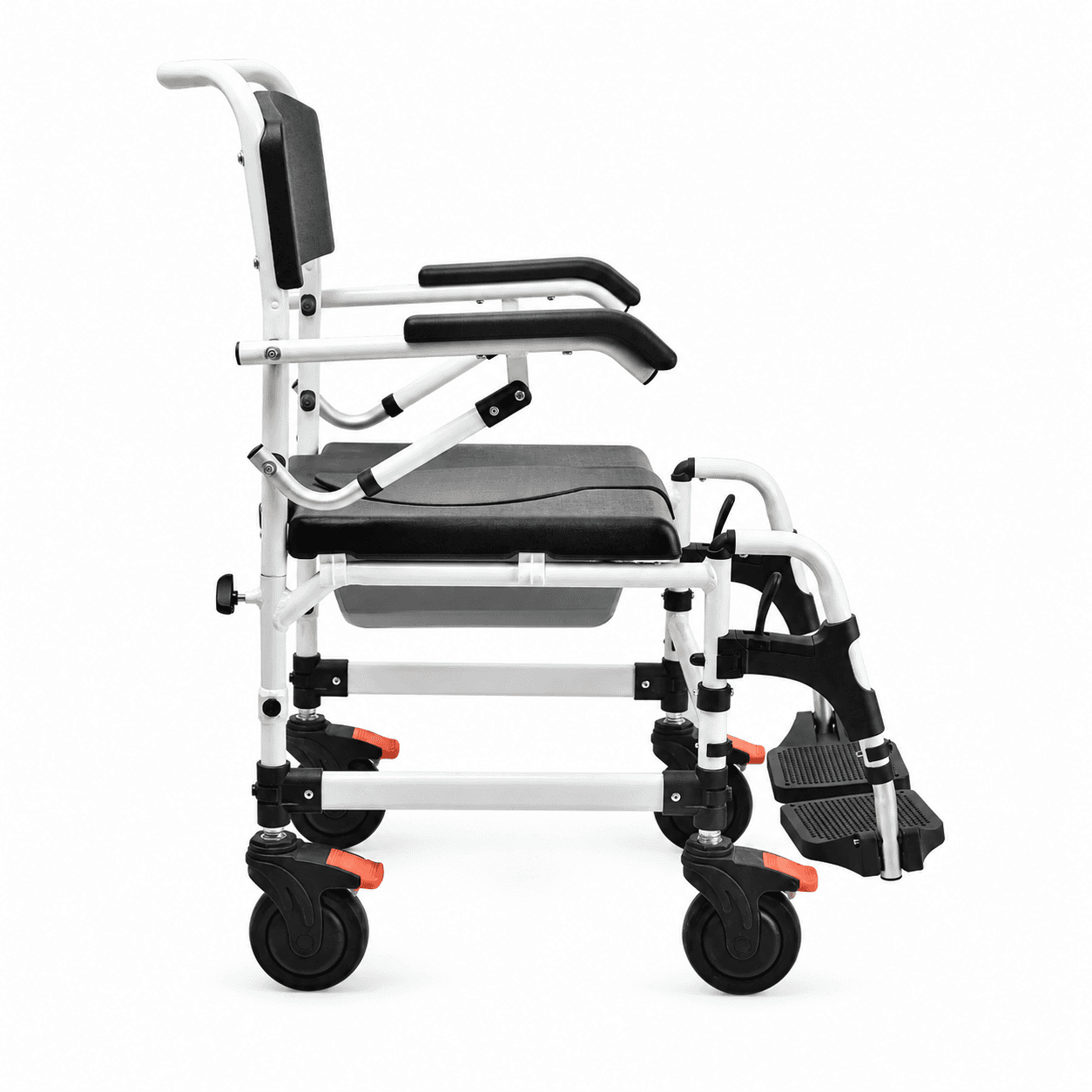 Multifunctional Commode Shower Chair with Flip-Up Armrests and Lockable Wheels – 150kg Capacity image 4