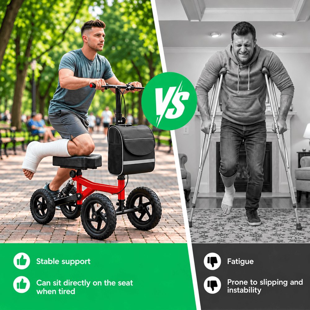 Heavy-Duty Foldable Knee Walker with Disc Brakes & Shock Absorption image 2