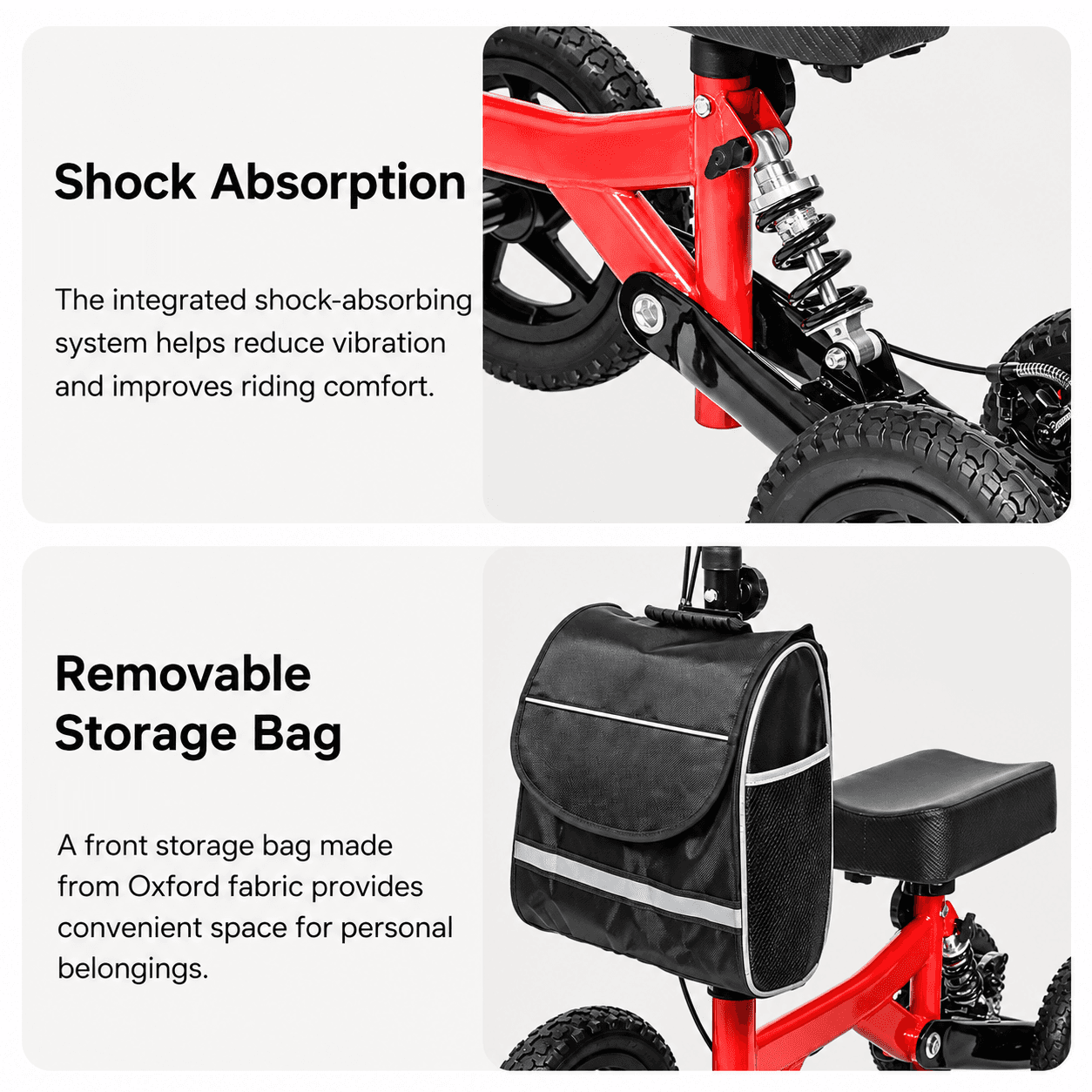 Heavy-Duty Foldable Knee Walker with Disc Brakes & Shock Absorption image 5