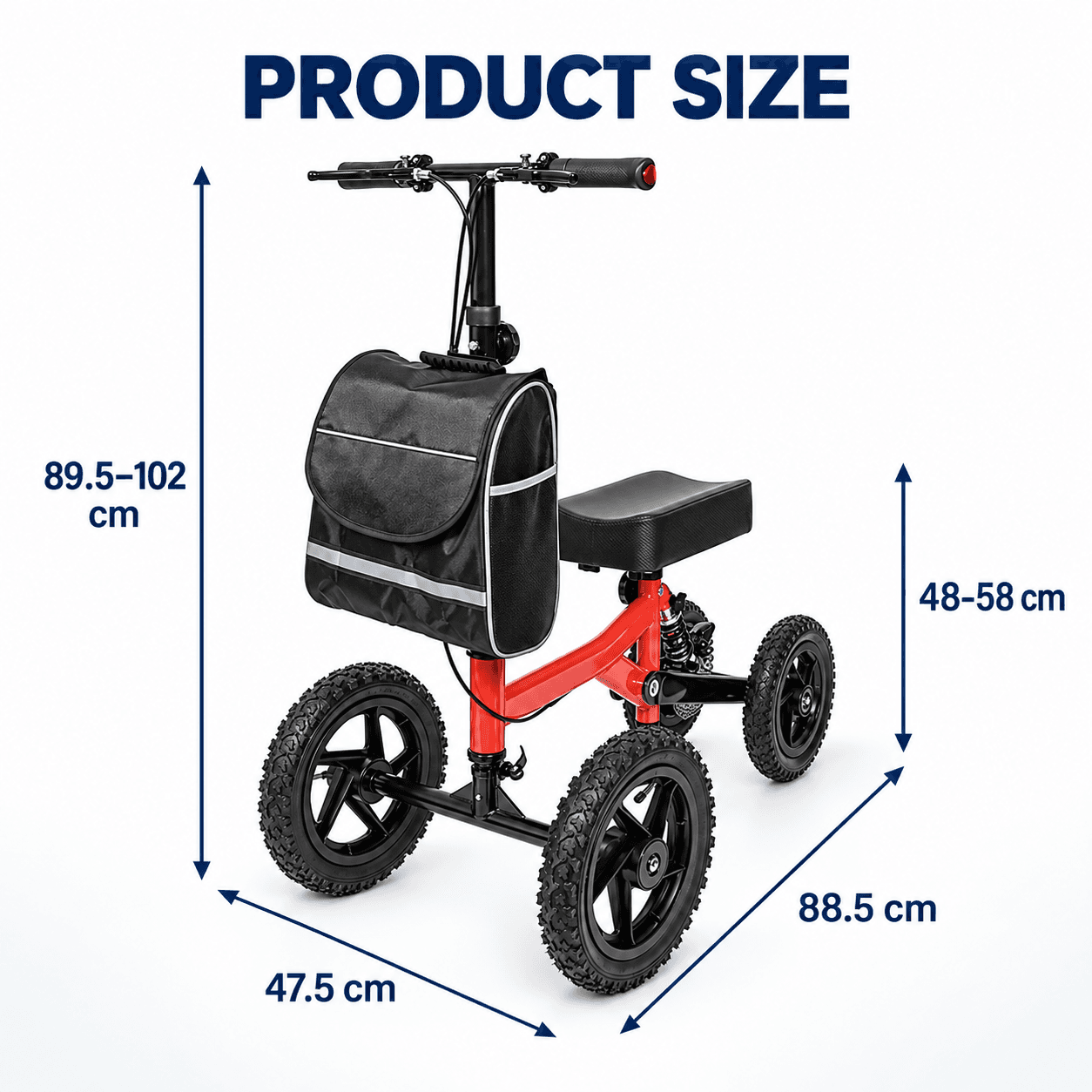 Heavy-Duty Foldable Knee Walker with Disc Brakes & Shock Absorption image 8