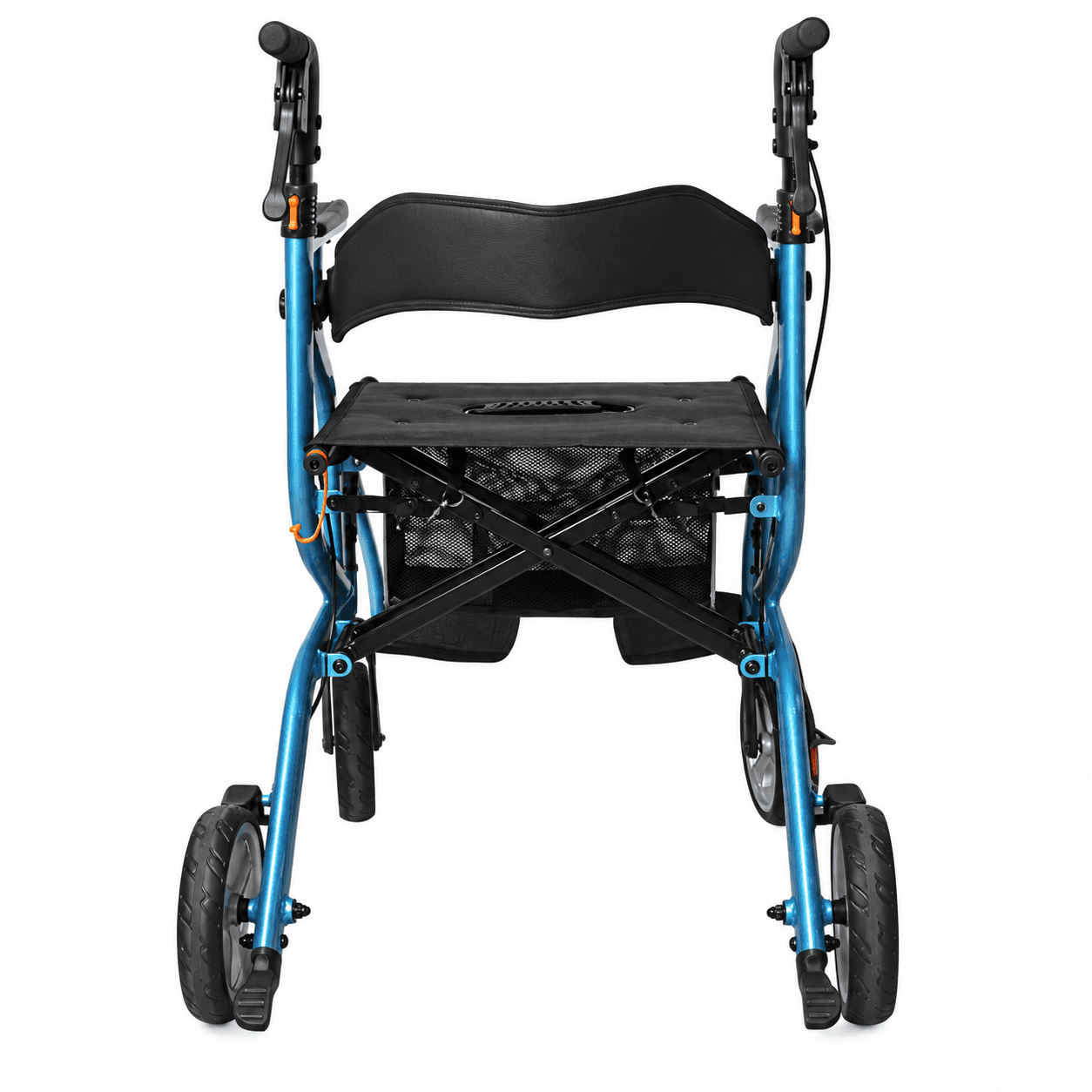 3-in-1 Foldable Rollator Walker Push Chair With Adjustable Handles, Footrests & Storage Bag image 6