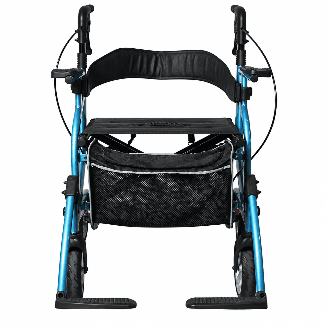 3-in-1 Foldable Rollator Walker Push Chair With Adjustable Handles, Footrests & Storage Bag image 7