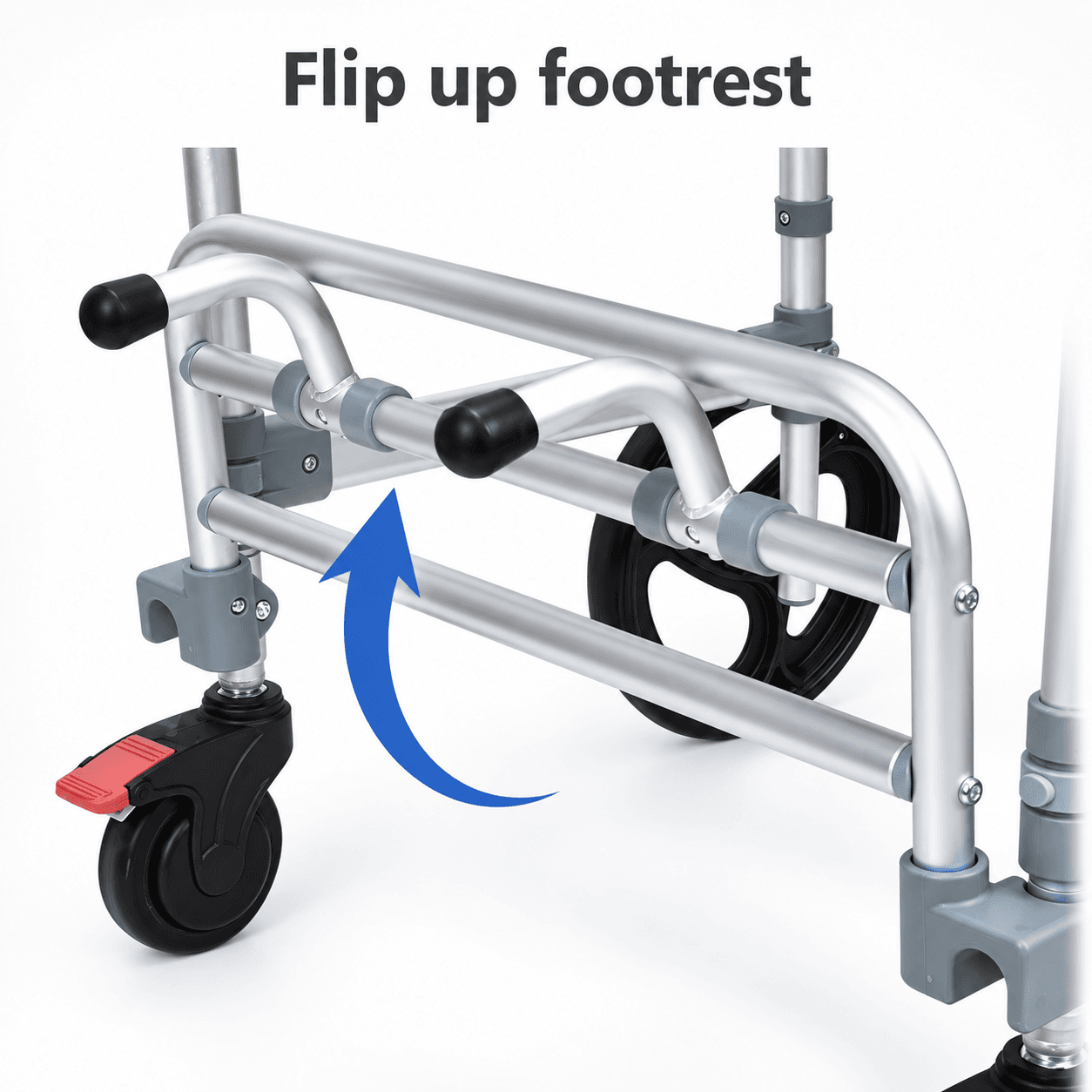Lightweight Commode Chair With Wheels, Adjustable Armrests & Front Anti-Tipper image 5
