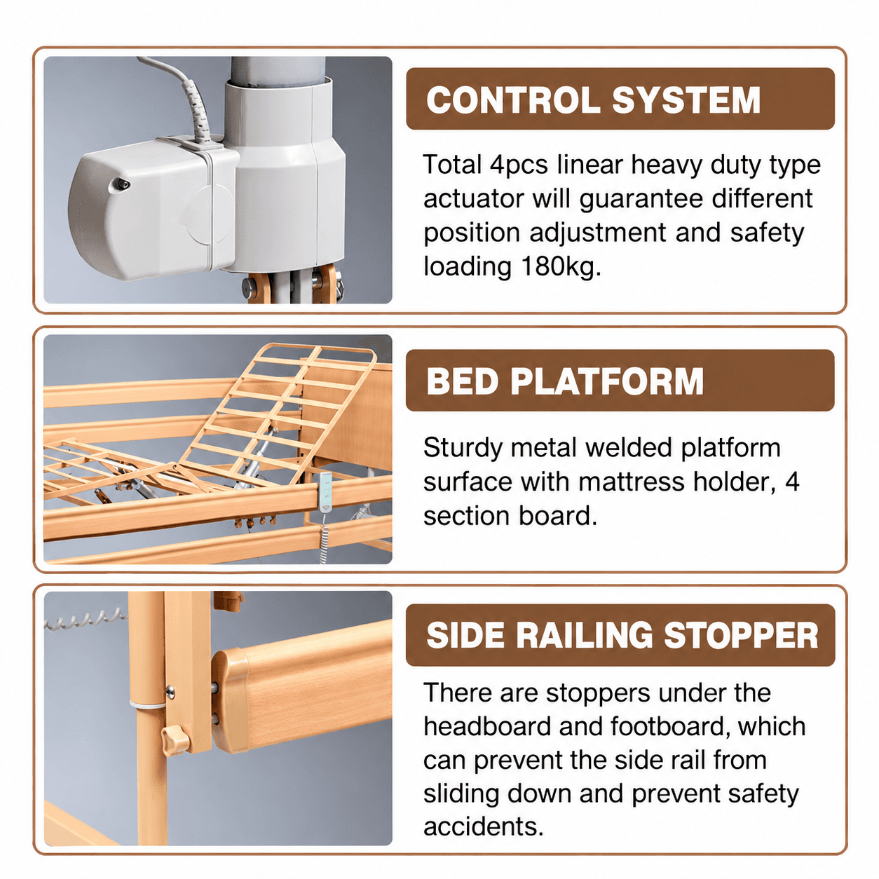 Electric Nursing & Hospital Bed for Elderly Home Care – Adjustable Backrest, Leg Rest & Height, 180kg Capacity (DH5-02) image 2