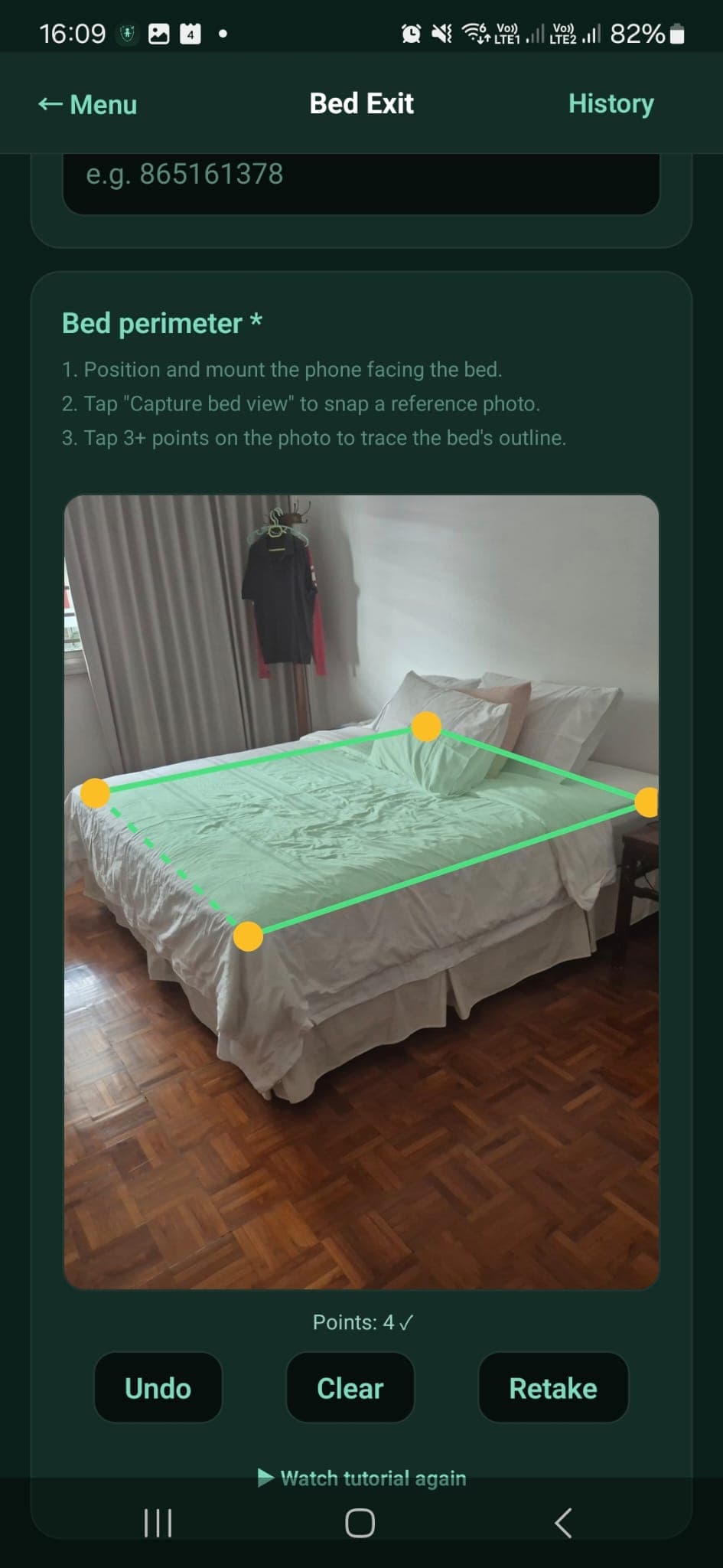 Draw the bed perimeter with a few taps